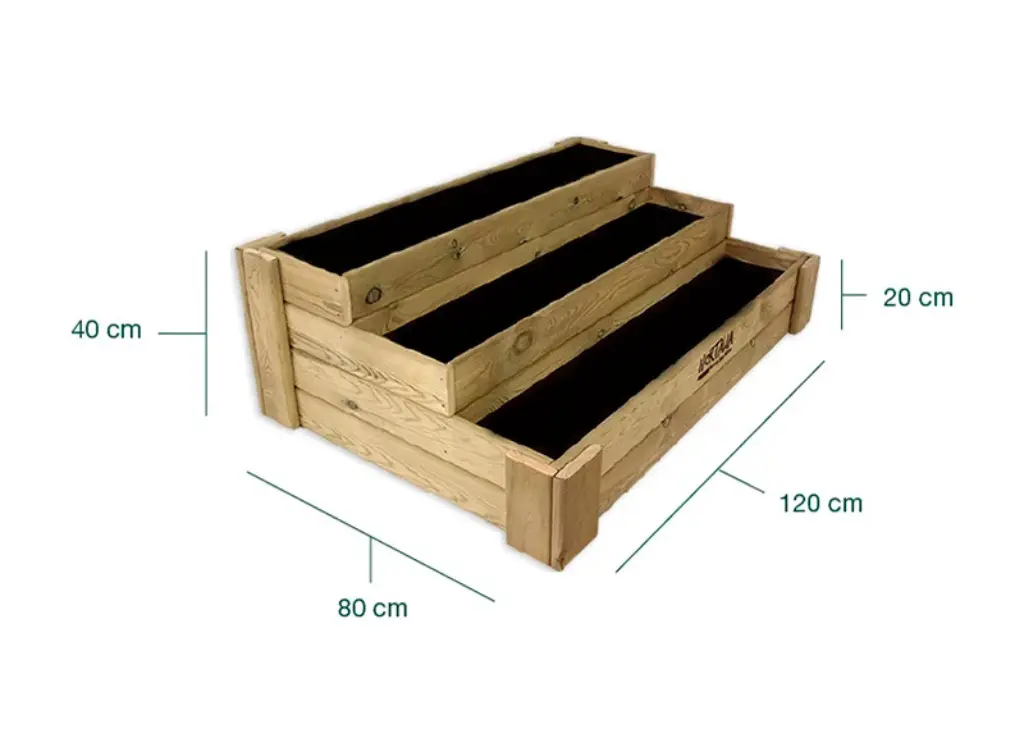 Carré potager 3 étages en bois de pin traité 