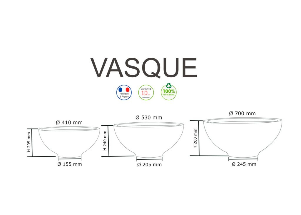 Vasque de jardin Papi : pot de fleurs en plastique recyclable