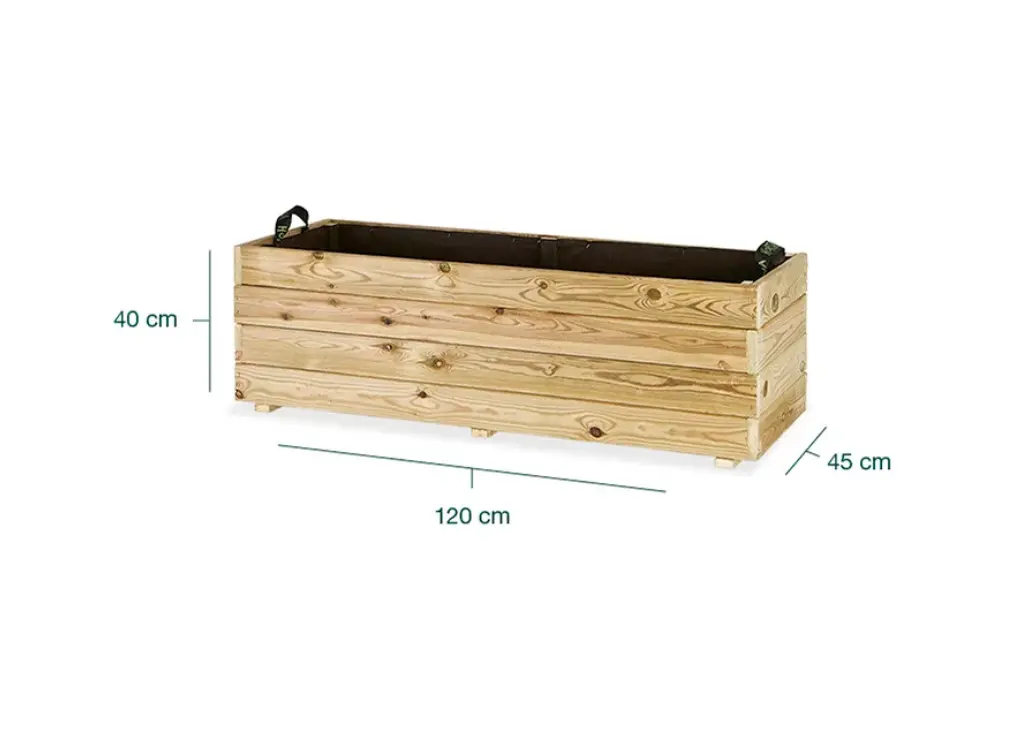 Jardinière en bois traité Ghio – 120 x 40 x 40 cm – 140 L 