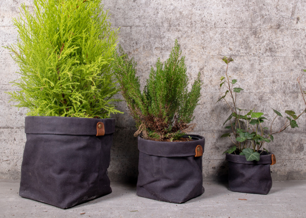 Cache-pots toile vintage Lot de 3