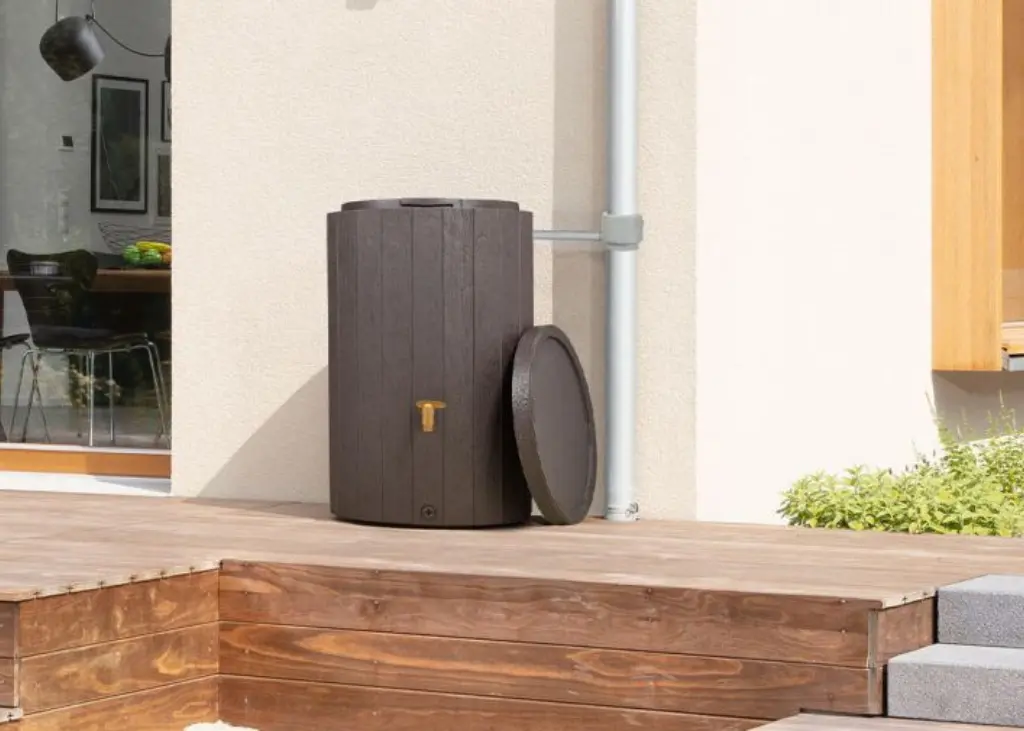 Récupérateur d’eau de pluie Madera 220 L avec robinet et collecteur – Garantia