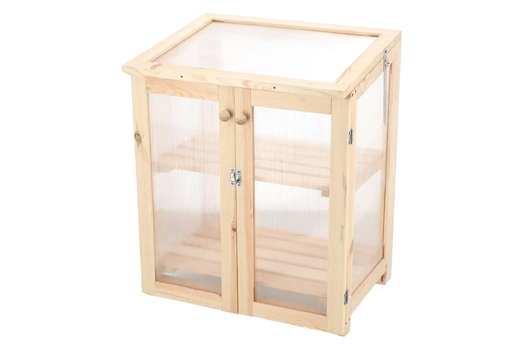 Mini serre de jardin bois et polycarbonate - Naturel S H.85 cm