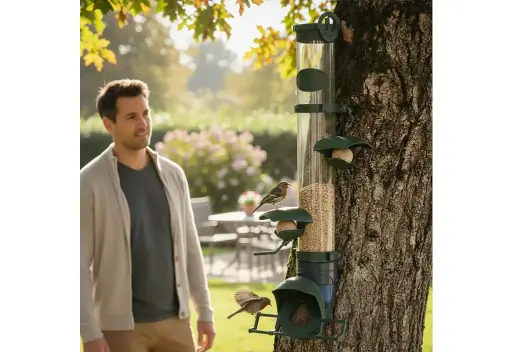 [MOS-GP-5] Mangeoire design pour oiseaux avec distributeur boules de graisse
