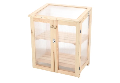 [PC-1110] Mini serre de jardin bois et polycarbonate - Naturel S H.85 cm
